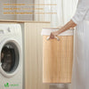 Panier a linge en bambou d’angle avec couvercle 58L - vuunut.com