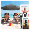 Parasol de jardin 2m avec ancrage sol et sac de transport Gris - vuunut.com