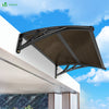 Auvent de porte marquise 100x80 cm transparent en Polycarbonate anti UV Marron - vuunut.com