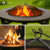 Brasero exterieur en metal avec grille, pare-etincelles tisonnier diametre 81cm noir - vuunut.com