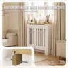 Cache radiateur en MDF avec lattes et etagere 78×19×82 cm Blanc Chêne - vuunut.com