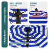 Parasol de jardin 2m avec ancrage sol et sac de transport Bleu blanc - vuunut.com