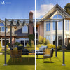 Pergola retractable 3x3m en metal et toile Polyester haute densite 180g/m2 gris - vuunut.com