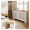 Cache radiateur en MDF avec lattes et etagere 152×19×82 cm Blanc Chêne - vuunut.com