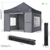 Tonnelle de jardin renforcée 3x3m pliable avec 4 parois et sac de transport a roulette gris - vuunut.com