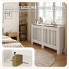 Cache radiateur en MDF avec lattes et etagere 152×19×82 cm Blanc - vuunut.com