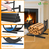 Range Buche Support a bois avec Sangle de Sécurité 41x37x39.5cm en Metal noir - vuunut.com