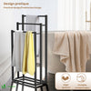 Porte serviettes sur pied autoportant 3 niveaux noir - vuunut.com