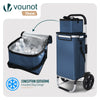 Chariot de course pliable aluminium 2 roues avec sac isotherme bleu marine - vuunut.com