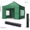 Tonnelle de jardin renforcée 3x3m pliable avec 4 parois et sac de transport a roulette verte - vuunut.com