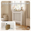 Cache radiateur en MDF avec lattes et etagere 78×19×82 cm Blanc - vuunut.com