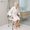 Chaise de douche avec accoudoir et dossier ergonomique a hauteur reglable en aluminum HDPE blanc - vuunut.com