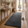 Tapis de salon poils ras doux antiderapant 80x200cm uni anthracite - vuunut.com