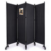 Paravent interieur separateur avec roue 4 panneaux autoportant pliable 228x 30 x 171 cm Anthracite - vuunut.com