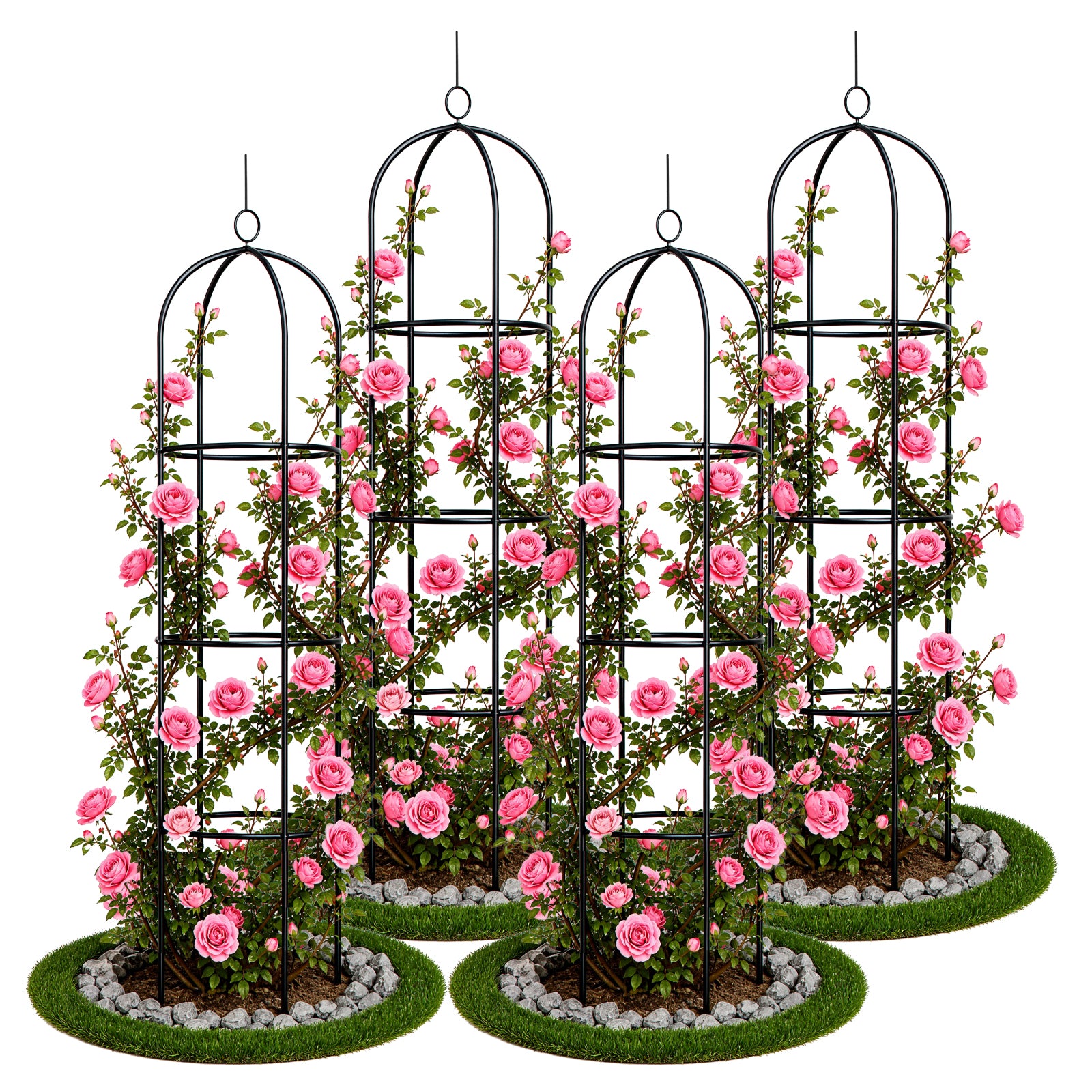 Lot de 4 Tuteur de jardin obelisque 194 cm en metal Noir - vuunut.com