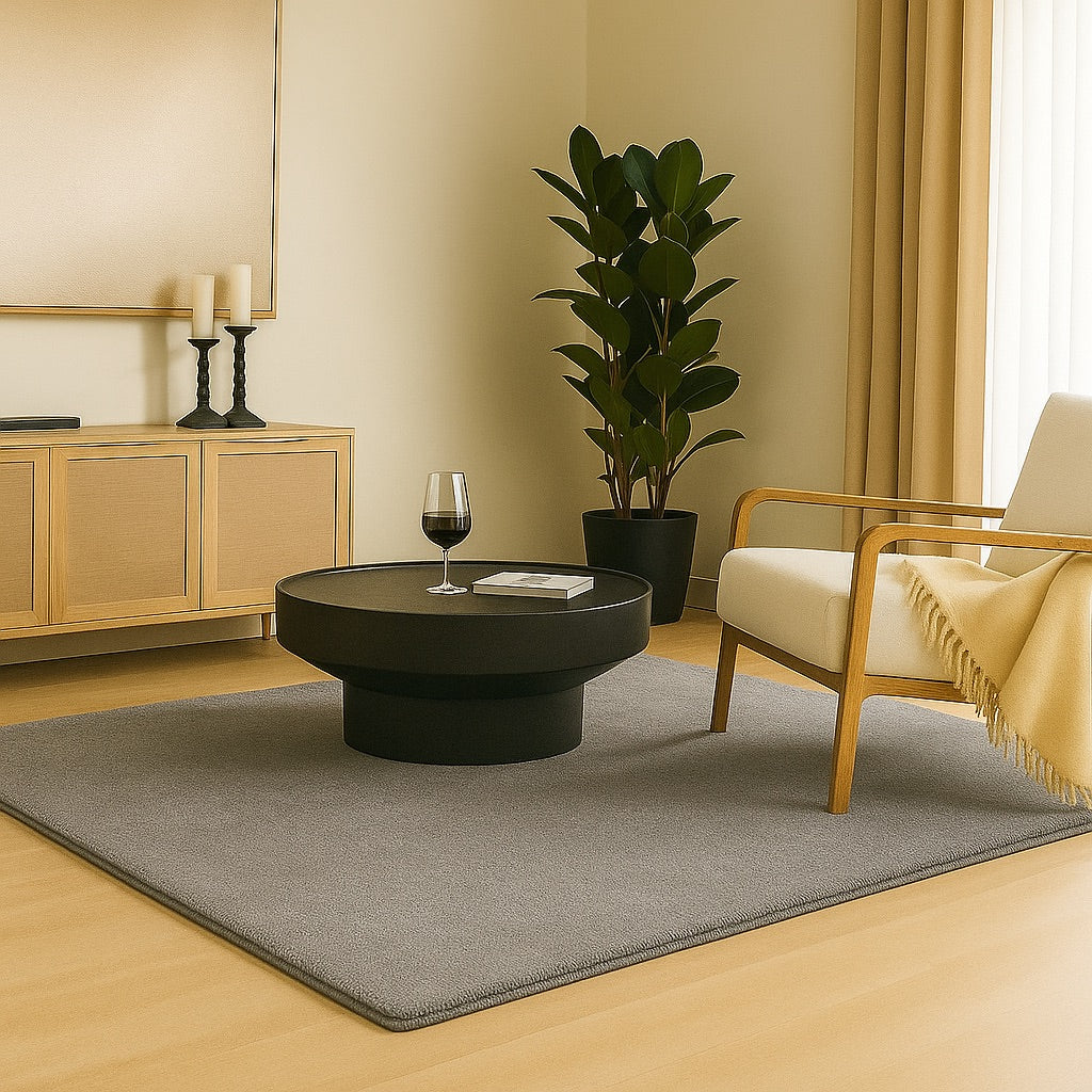 Tapis de salon poils ras doux antiderapant 240x340cm uni gris - vuunut.com