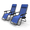 Chaise longue inclinable en textilene avec porte gobelet et portable bleue - vuunut.com