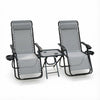 Lot de 2 Chaise longue inclinable en textilene avec table d'appoint porte gobelet et portable gris - vuunut.com