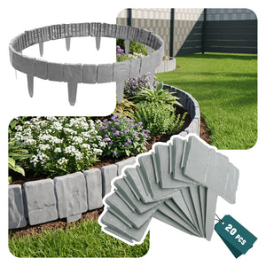 Bordure de jardin plastique PP imitation pierre 5m gris clair - vuunut.com