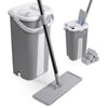 Balai microfibre et Seau Essoreur avec 6 serpillères Réutilisables Balai Plat Double compartiment gris - vuunut.com