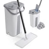 Balai microfibre et Seau Essoreur avec 6 serpillères Réutilisables Balai Plat Double compartiment blanc - vuunut.com