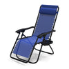 Chaise longue inclinable en textilene avec porte gobelet et portable bleue - vuunut.com