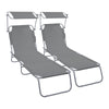 Lot de 2 chaise longue pliante avec pare soleil gris - vuunut.com