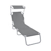Chaise longue pliante avec pare soleil gris - vuunut.com