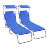 Lot de 2 chaise longue pliante avec pare soleil bleu - vuunut.com