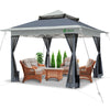 Tonnelle de jardin exterieure pliable avec moustiquaire 3.6x3.6m gris - vuunut.com