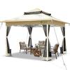 Tonnelle de jardin exterieure pliable avec moustiquaire Pop up 3.6x3.6m beige - vuunut.com