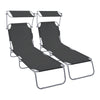Lot de 2 chaise longue pliante avec pare soleil noir - vuunut.com