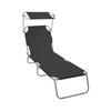 Chaise longue pliante avec pare soleil noir - vuunut.com