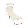Chaise longue pliante avec pare soleil beige - vuunut.com