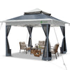 Tonnelle de jardin exterieure pliable avec moustiquaire Pop up 3.6x3.6m gris - vuunut.com
