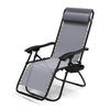 Chaise longue inclinable en textilene avec porte gobelet et portable gris - vuunut.com
