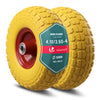 Lot de 2 Roue increvable 3.5-4 en PU pour brouette diable alesage 16mm 260x85mm Jaune - vuunut.com