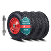 Lot de 4 Roue gonflable robuste 4.80/4.00-8 pour chariot brouette alesage 20mm 400x85mm rouge - vuunut.com