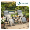 Lot de 2 Chaise longue inclinable en textilene avec table d'appoint porte gobelet et portable gris - vuunut.com