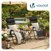 Lot de 2 Chaise longue inclinable en textilene avec table d'appoint porte gobelet et portable noir - vuunut.com