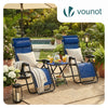 Lot de 2 Chaise longue inclinable en textilene avec table d'appoint porte gobelet et portable bleu - vuunut.com