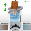 Balai microfibre et Seau Essoreur avec 6 serpillères Réutilisables Balai Plat Double compartiment blanc - vuunut.com