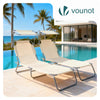 Lot de 2 chaise longue pliante avec pare soleil beige - vuunut.com