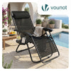 Chaise Longue inclinable en textilene avec porte gobelet et portable Noir Lot de 1 - vuunut.com