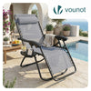 Chaise longue inclinable en textilene avec porte gobelet et portable gris - vuunut.com