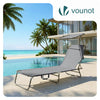 Chaise longue pliante avec pare soleil gris - vuunut.com