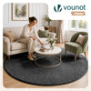 Tapis de salon poils ras doux antiderapant ф200cm uni anthracite - vuunut.com