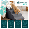 Escalier pour chien et chat en mousse haute densite et housse lavable 72x40x50cm gris - vuunut.com