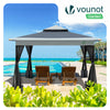 Tonnelle de jardin exterieure pliable avec moustiquaire 3.6x3.6m gris - vuunut.com