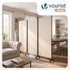 Paravent interieur separateur avec roue 3 panneaux autoportant pliable 262x 30 x 180 cm Beige - vuunut.com